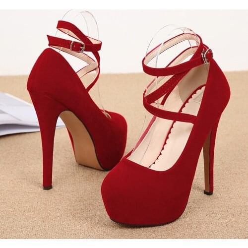 Fashion Women Super High Heels Platform Pumps Stilettos Round Toe Extreme Thin Heel Party Dress Shoes Blue Red Black DB0026