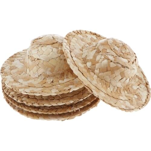 Pack of 5 Straw Hats with Sun Bowler And Lifeguard Hat for 1/4 Dolls