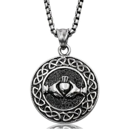 Stainless Steel Vintage Heart Dog Tag Round Pendant Necklace Circle Tag Heart Necklaces Jewelry For Men Women Gift