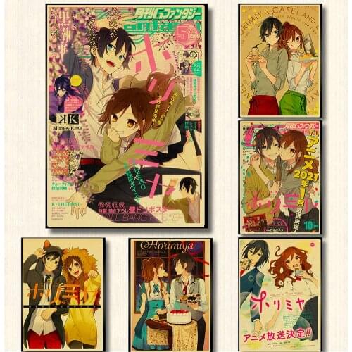 Japanese classic anime Horimiya Retro Poster kraft Paper room /Bar/cofe Home Art painting wall sticker