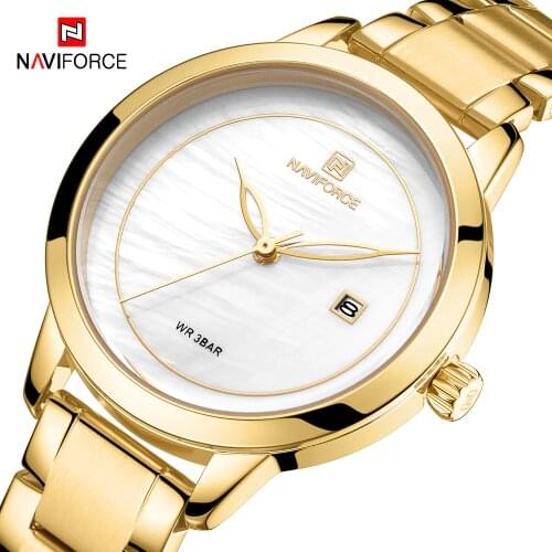 Women Watch Fashion Gold Stainless Steel Lady Watch Luxury Brand NAVIFORCE Womens Watches Female Quartz Clock Relogio Feminino