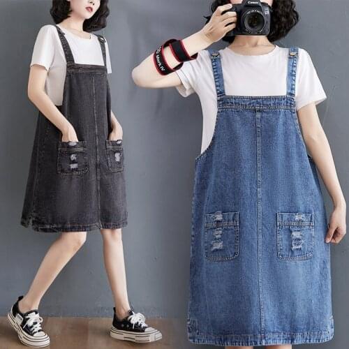 Japan Preppy Style Street Fashion Hole Sweet Girls Dinem Dress 2021 New Sleeveless Suspender Dress Women Casual Summer Dress