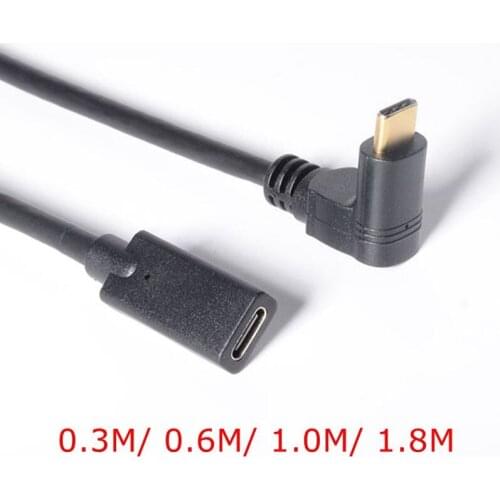 0.3M 0.6M 1M 1.8M 270 degree Type-C USB 3.1 Male to USB-C Female Extension Data Charging Cable Extender Cord Reversible Design