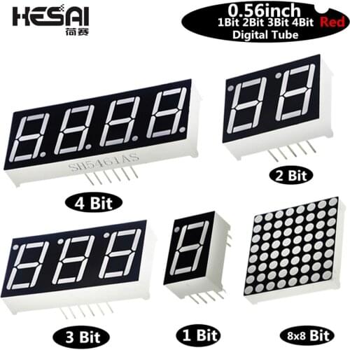 1pc 0.56inch LED display 7 Segment 1 Bit/2 Bit/3 Bit/4 Bit Digit Tube Red Common Cathode / Anode Digital 0.56 inch led 8*8 Led L