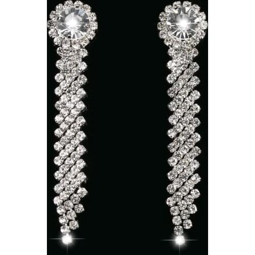 2016 Long Tassel Earrings For Women Crystal Statement Silver Plated Dangle Earrings Fashion Jewelry Long Earrings Wedding #E259