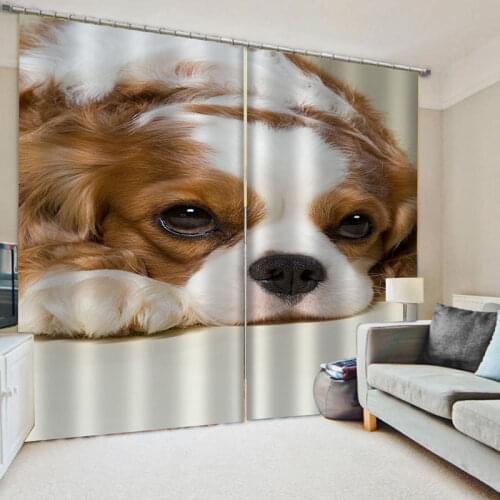 Cute Animal 3D Curtains For Window Indoor Children Room Blackout Drapes Small Dog Printing Window Drapes Bulldog Curtains