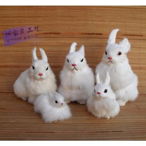 5 pieces a family of simulation rabbit toys polyethylene & furs white rabbit dolls gift 2424
