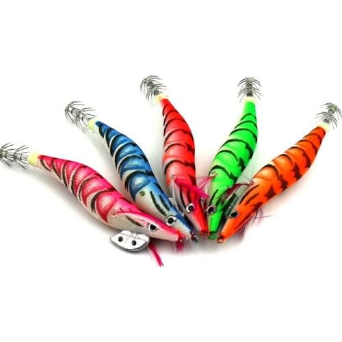 6pcs 3.0# Wood shrimp squid jig hook fishing lures mix prawn pike peche wobble fishing baits isca de pesca fishing tackeles