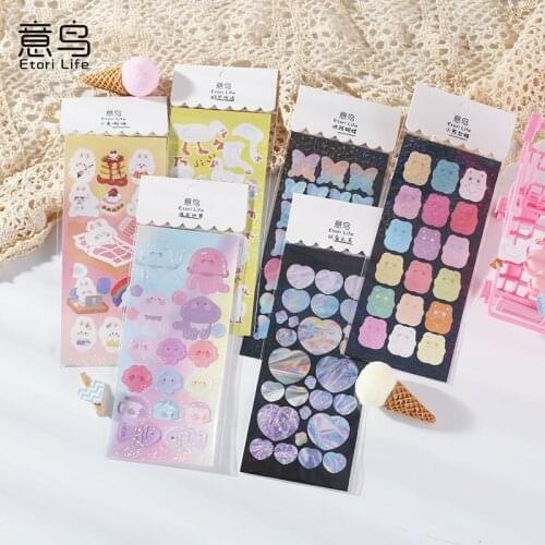 1 Sheets Laser Bling Love bear Scrapbook Stickers Confetti Decoration DIY Photo for Journal Diary Album Stationery