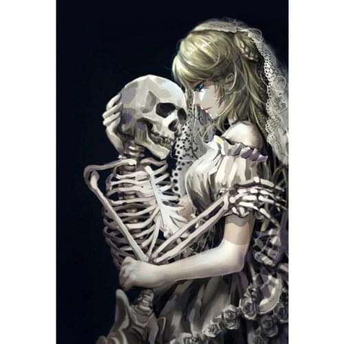 5D Diy Full Diamond Skull Diamond Painting "Girl Embracing Skull" Diamond Embroidery Mosaic Kit Decoration New arrival Gift