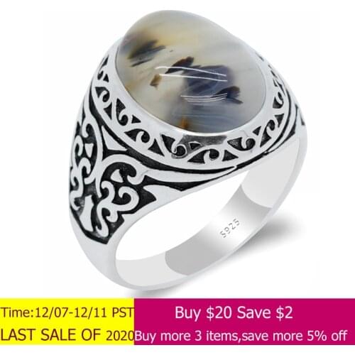 Natural Agate Stone Ring Genuine 925 Silver Mens Ring Animal Butterfly Punk Style Turkish Jewelry Signet Ring Jewelry Gift