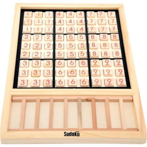 Wooden Sudoku Puzzles Board Game With Drawer 81 Sudoku Puzzles Tiles For 1-9 Numbers Puzzles Math Brain Teaser Desktop Toys