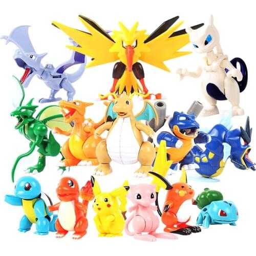 TAKARA TOMY Pokemon Mewtwo Scyther Charizard Squirtle Venusaur Aerodactyl Bulbasaur Mew Assembling Action Figure Model Toys