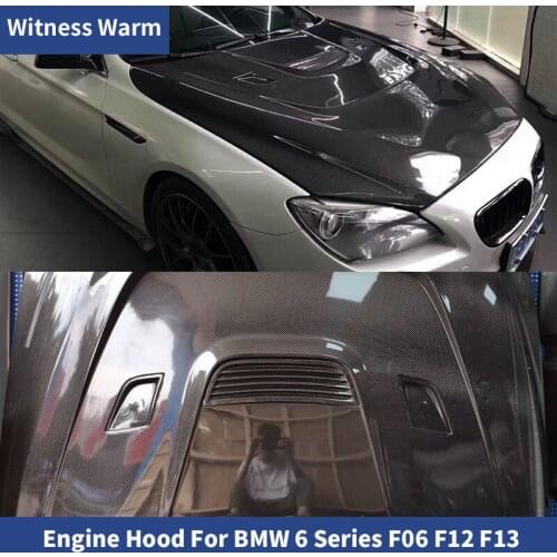 Carbon fiber engine bonnet for BMW F06 F12 F13 6 series engine cover for BMW 640i 650i 2011-2018 Unpainted FRP engine hood