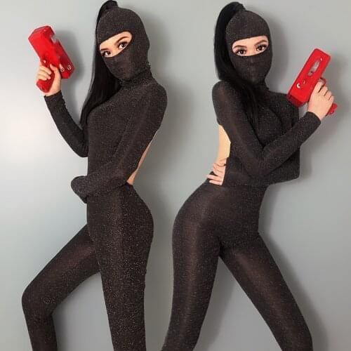 Bar DS Costumes WomenS Jazz Gogo Dance Costumes Party Sexy Black One-Piece Suit Pole Dance Clothing Festival Outfits DN8380