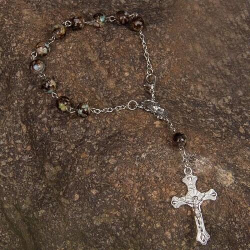 Colorful Beads Catholic Rosary Bracelet Jesus Virgin Mary Saint Cross Bracelets Religious Jewelry Christmas Gift