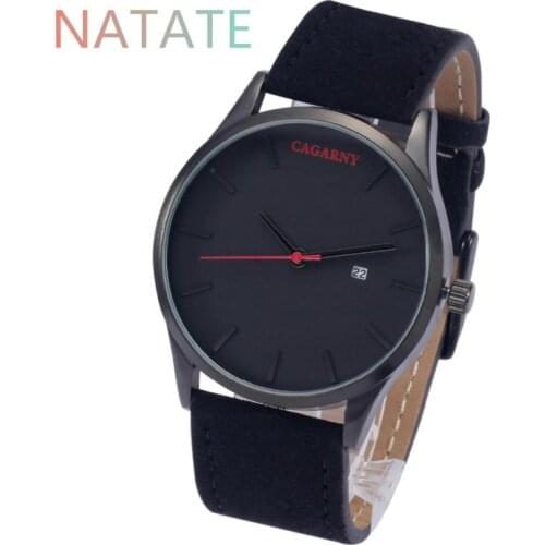 Cagarny Luxury Brand Men Style Quartz Watch Man Fashion Wristwatch Waterproof Leather Complete Calendar Clock relogio masculino
