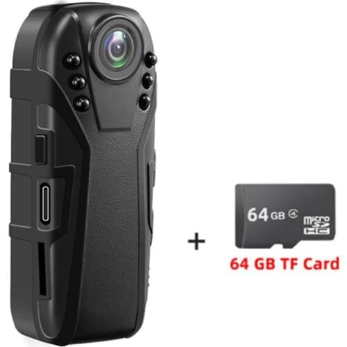 Mini Camera Police Body Wearable Battery Cameras Night Vision PC Webcam 125 Wide Angle Bike Cycling BodyCam Cam Support To 256G