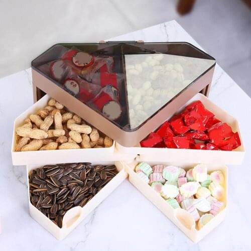 Multi Function Candy Storage Box Diamond Shaped Rotating 3-layered Party Snack Dried Fruit Organizer