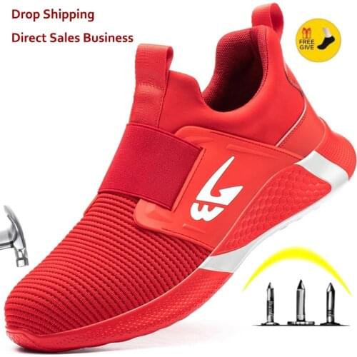 XPUHGM New Men Work Sneakers Safety Shoes Men Work Boots Anti-puncture Safety Footwear Man Steel Toe Shoes Lightweight Men Shoes