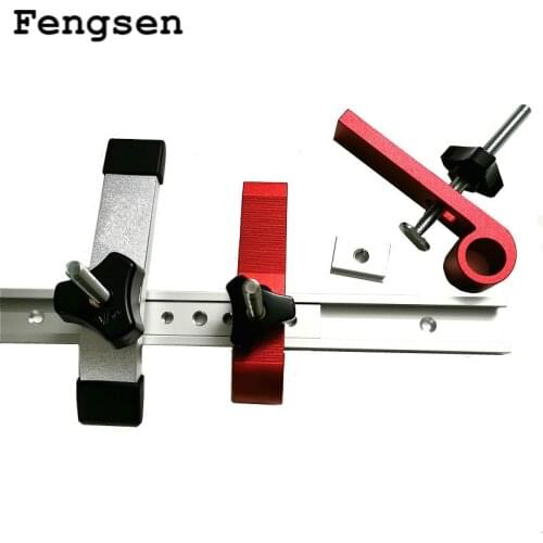 T Slot Pressboard Clamp Kit Woodworking Miter Track Slider Bar Carpentry Block Clamp Positioning Limiter Miter Clip Device