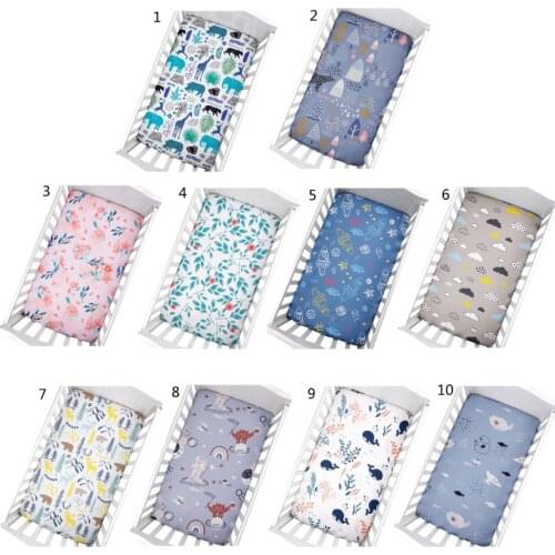 Newborn Baby Fitted Crib Sheet Infants Cot Mattress Cover Cartoon Printed Bed Sheet Soft Stretchy for Unisex Baby Boys Girls