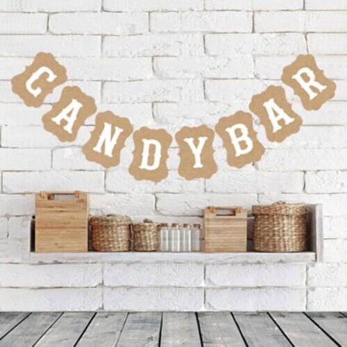 New Candy Bar Kraft Paper Cardboard Bunting Banner Garland Vintage Wedding Decor Sign Baby Shower Birthday Party Buffet