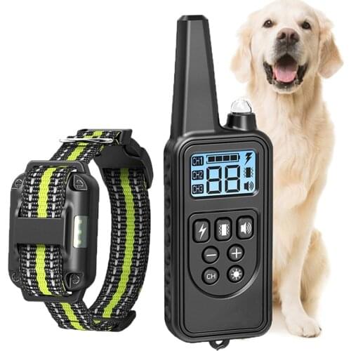 800m Dog Electric Shock Collar Training USB Rechargeable Stop Barking Anti Bark Control Device Waterproof Dog Training Equipment