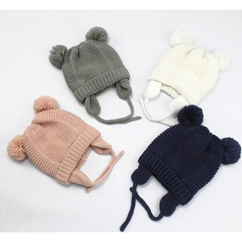 Thick Warm Winter Baby Hat Warm Knitted 6-24 Months Newborn Baby Bonnet for Boy Girl Kids Hat Cap Beanies