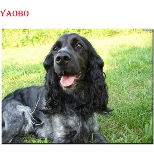 Full square diamond painting cocker spaniel dog pictures pastes 5d embroidery round stone diamond mosaic rhinestone paintings