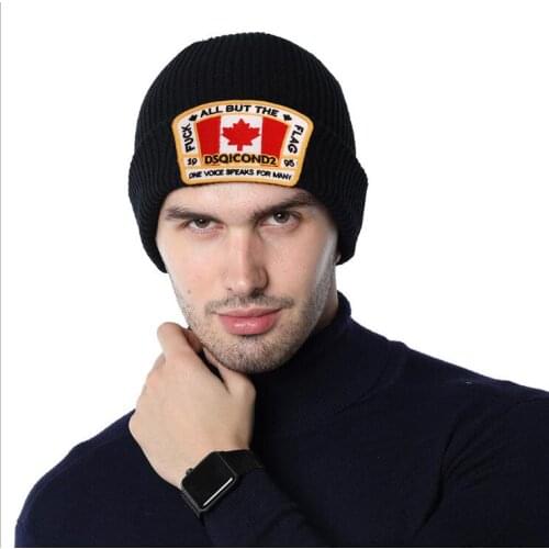 Causel style brand DSQICOND2 Big Maple Leaf letter embroidery ski hat Autumn and winter warm men women knitted hats Beanie cap