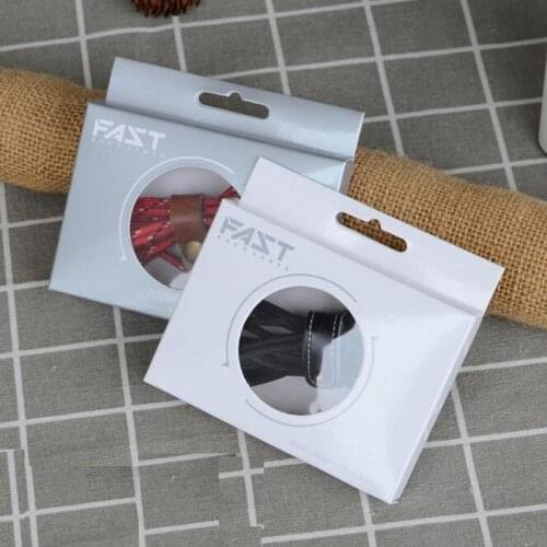 Simple Business Style White Paper Retail Display Box With Round PVC Window For Iphone 8pin Android Micro Type-C 1M 2M USB Cable