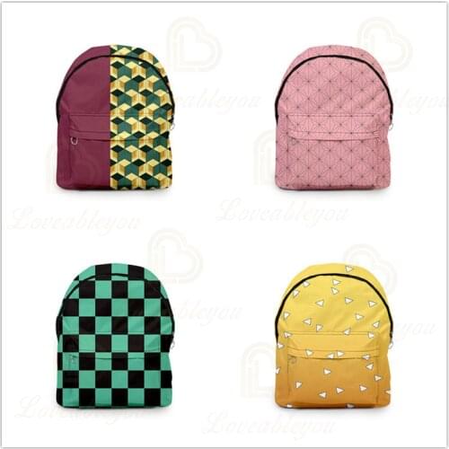 3D Casual Backpack Anime Demon Slayer Printing Backpack Student Bag Oxford Cloth College Style School Bag
