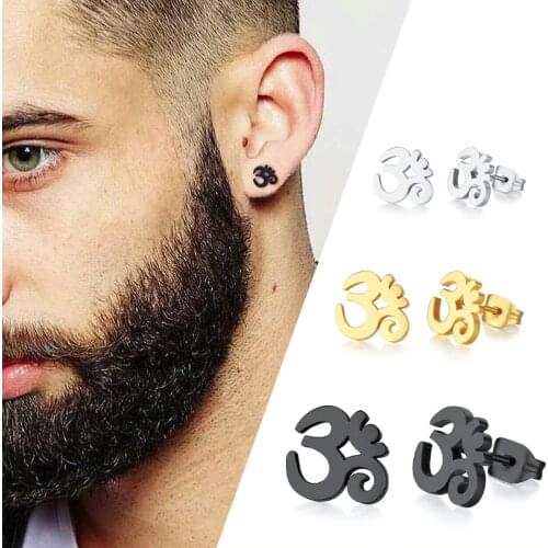OM SYMBOL AUM STUD EARRING STAINLESS STEEL YOGA AND MEDITATION UNISEX JEWELRY GIFTS FOR YOGA LOVERS