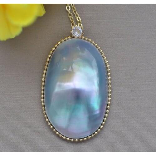 Z10934 Huge 32mm White Oval Mabe Pearl Stud Earring * Gems info: Gemstone -mabe pearl * Jewelry: stud earring * Color: white