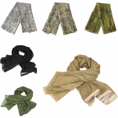 190*90cm Scarf Cotton Military Camouflage Tactical Mesh Scarf Sniper Face Scarf Veil Camping Hunting Multi Purpose Hiking Scarve