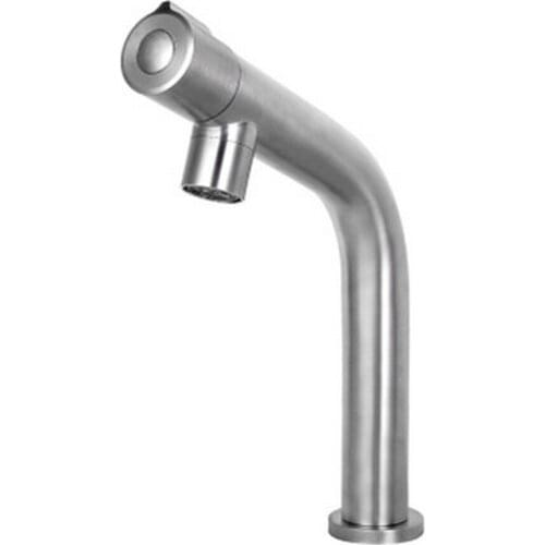 Stainless Steel Basin Faucet with Single Cold Bend Quickly Open Type Basin Faucet Rust Corrosion Resistance Bathroom Sink Tap