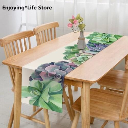 Modern Simple Style Table Runner Animal and Green Plants Printed Table Runner for Wedding Party Home Hotel Bed Flag Tail Towel