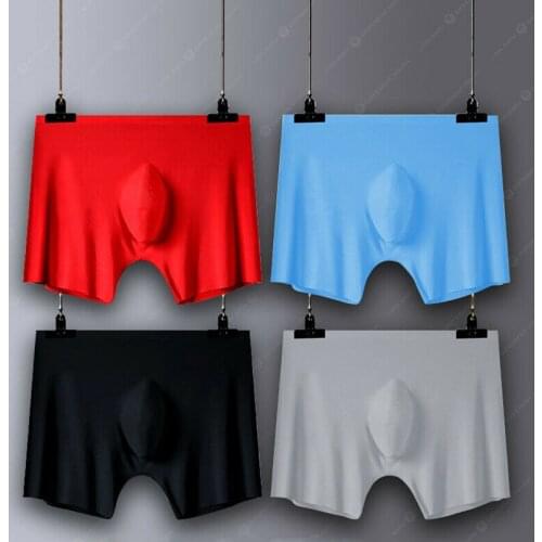 Ultra-Thin Ice Silk Men Underwear Transparent Panties Sexy Mid Waist Boxer Shorts Briefs Seamless Trendy Underpants Boxershorts