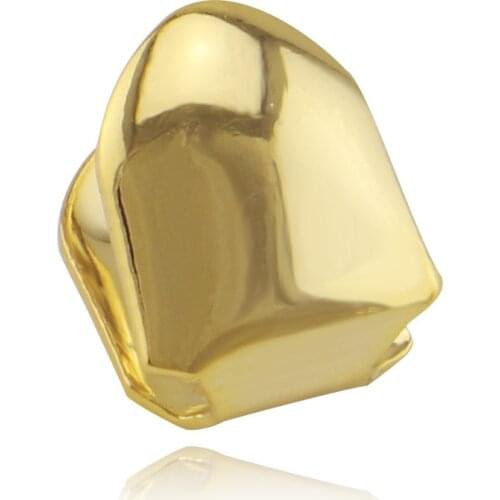 Hip Hop Gold Teeth Grillz ONE Grills Dental Mouth Punk Teeth Caps Cosplay Party Tooth Rapper Jewelry Gift