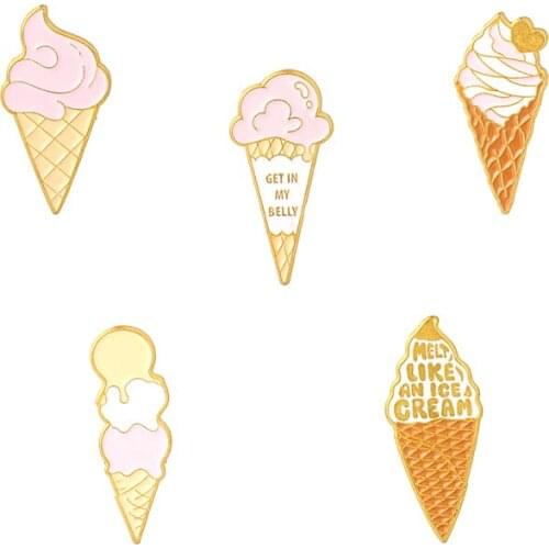 Funny Quote Enamel Pin Ice Cream Brooches Food Badges Hat Bag Backpack Decorations Accessories Women Girl Children Wholesale