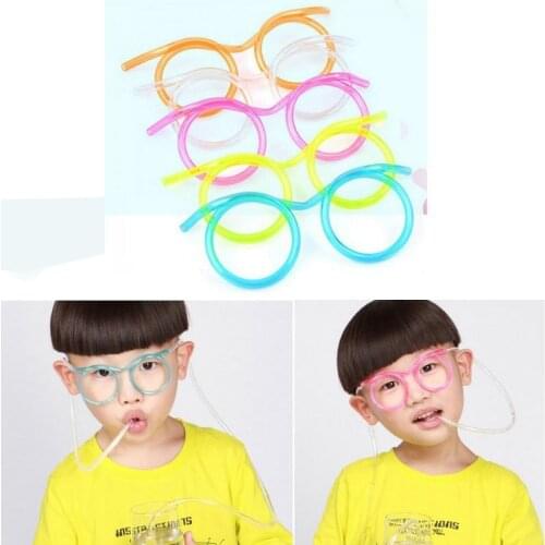 Funny Soft Glasses Straw Unique Flexible Drinking Tube Kids Party Accessories Crazy Diy Straws for Birthday Party Supplies