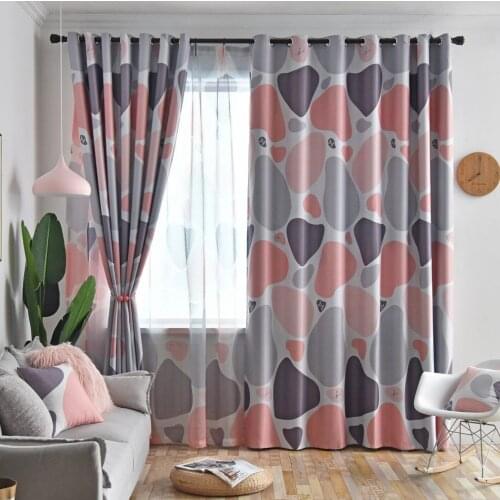 Nordic Printed Curtains for Living Room Cobblestone Window Curtain for Bedroom Pink Window Treatment Drapes Kitchen Curtains
