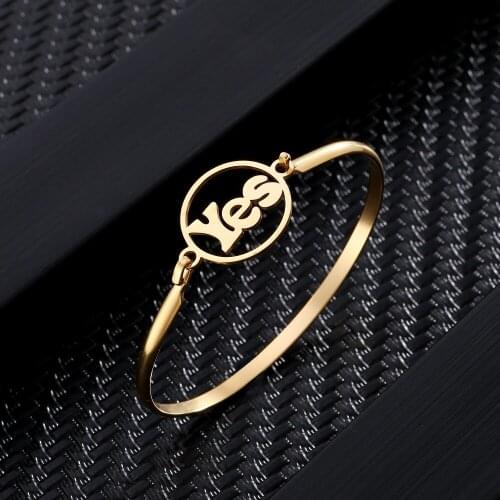 Orchyo Gold/Silver Color Stainless Steel Bracelet Bangle With Letter For Women Girlfriend USA Best Gift Femme Bijoux Wholesale