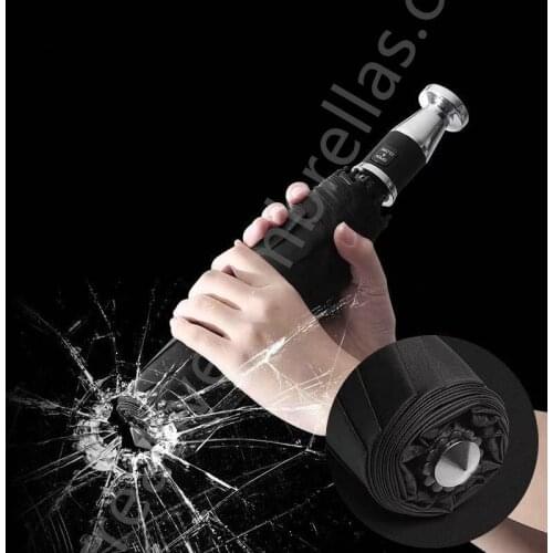 Auto open auto close tungsten steel safe hammer parasol self-defense self-protection portable mini folding car business umbrella