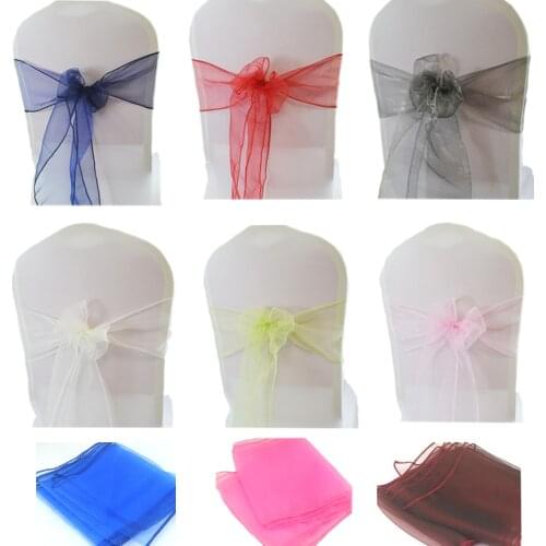 1PC Crystal Organza Chair Knot Wedding Chair Decoration Sashes Bow Party Banquet Hotel Party Chairs Band Decor Hotel Supplies
