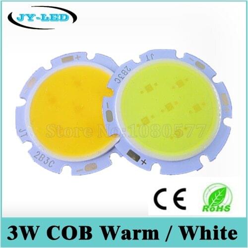 10pcs 3W DC9-10V 250LM Warm White/White Round COB Super Bright LED SMD Chip For LED Spotlight