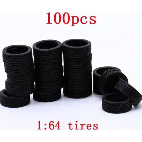 100pcs 1:64 Scene Car Tires Spare Parts for 1/64 DIY Model