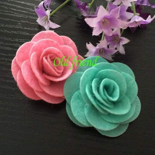 12 Color, 2" Felt Rose Hair flower for headband, hair clips, 48pcs/lot Free shipping