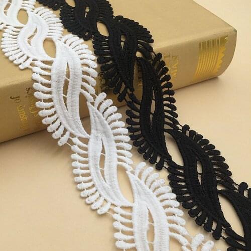 15Yards Width High Quality Decoration Water Soluble Flower Feather Lace Trim Sewing Crafts Women Cloth Dress Accessories DIY